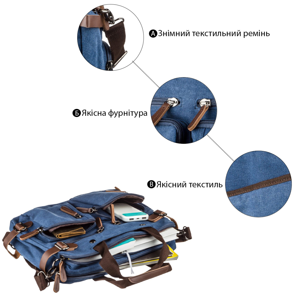 Сумка Vintage Трансофрмер текстильна Синя (20147) - зображення 4