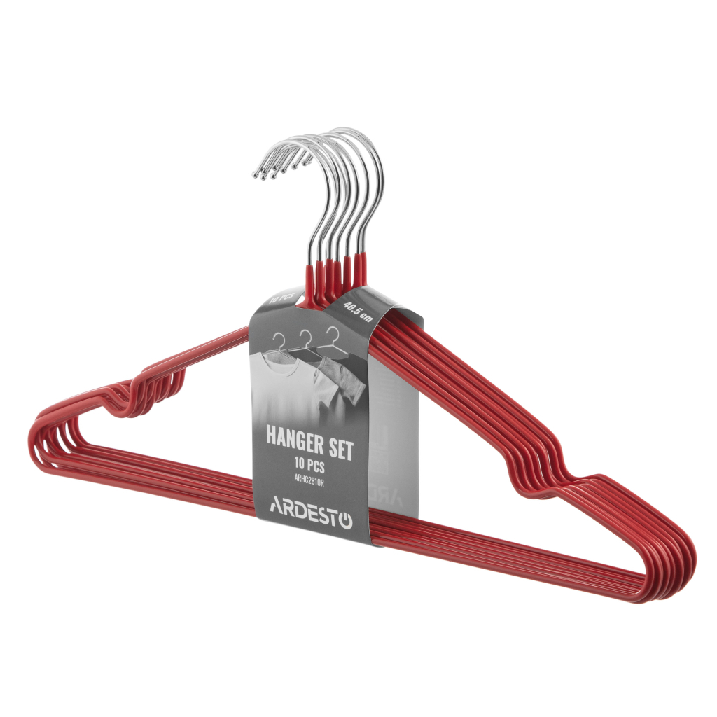 Плічка Ardesto Металеві з ПВХ покриттям Червоні 40.5 см 10 шт. (ARHC2810R) - зображення 2