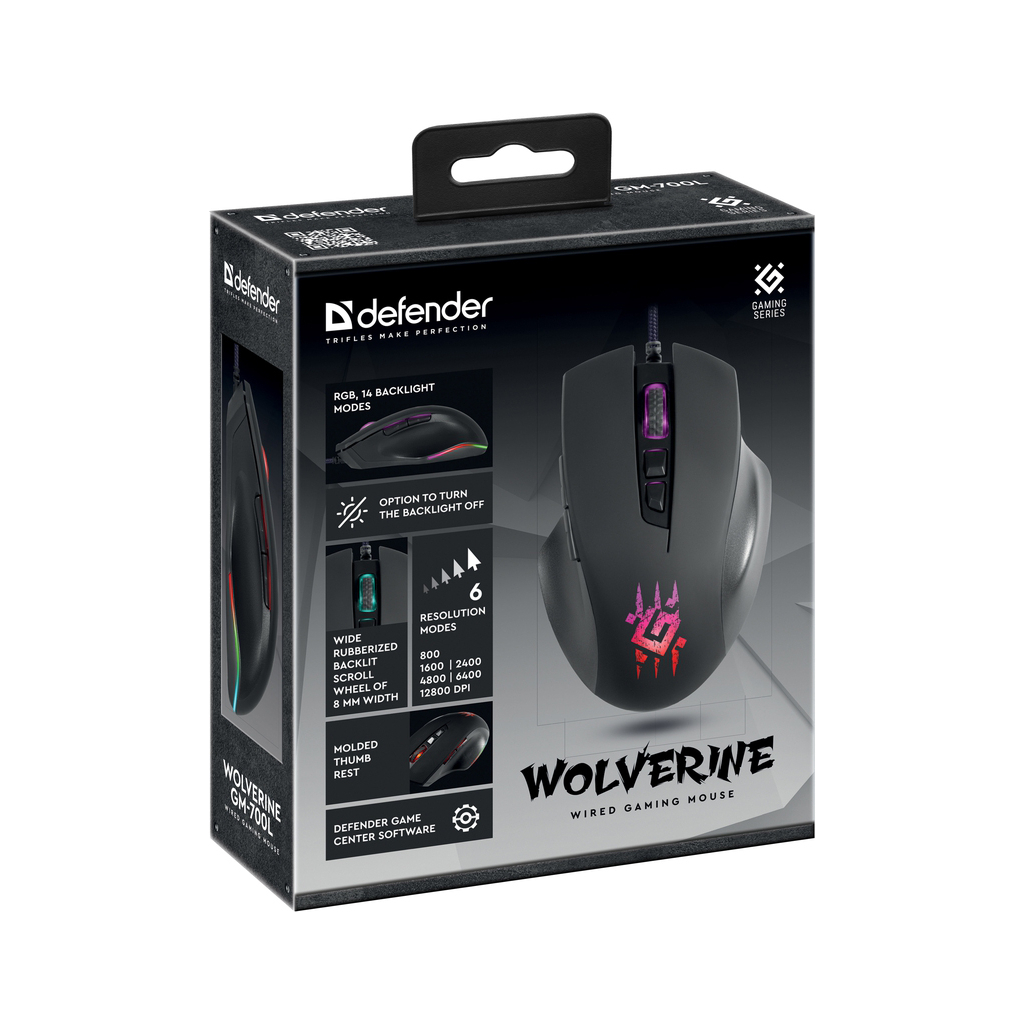 Мишка Defender Wolverine GM-700L RGB USB Black (52700) - зображення 6