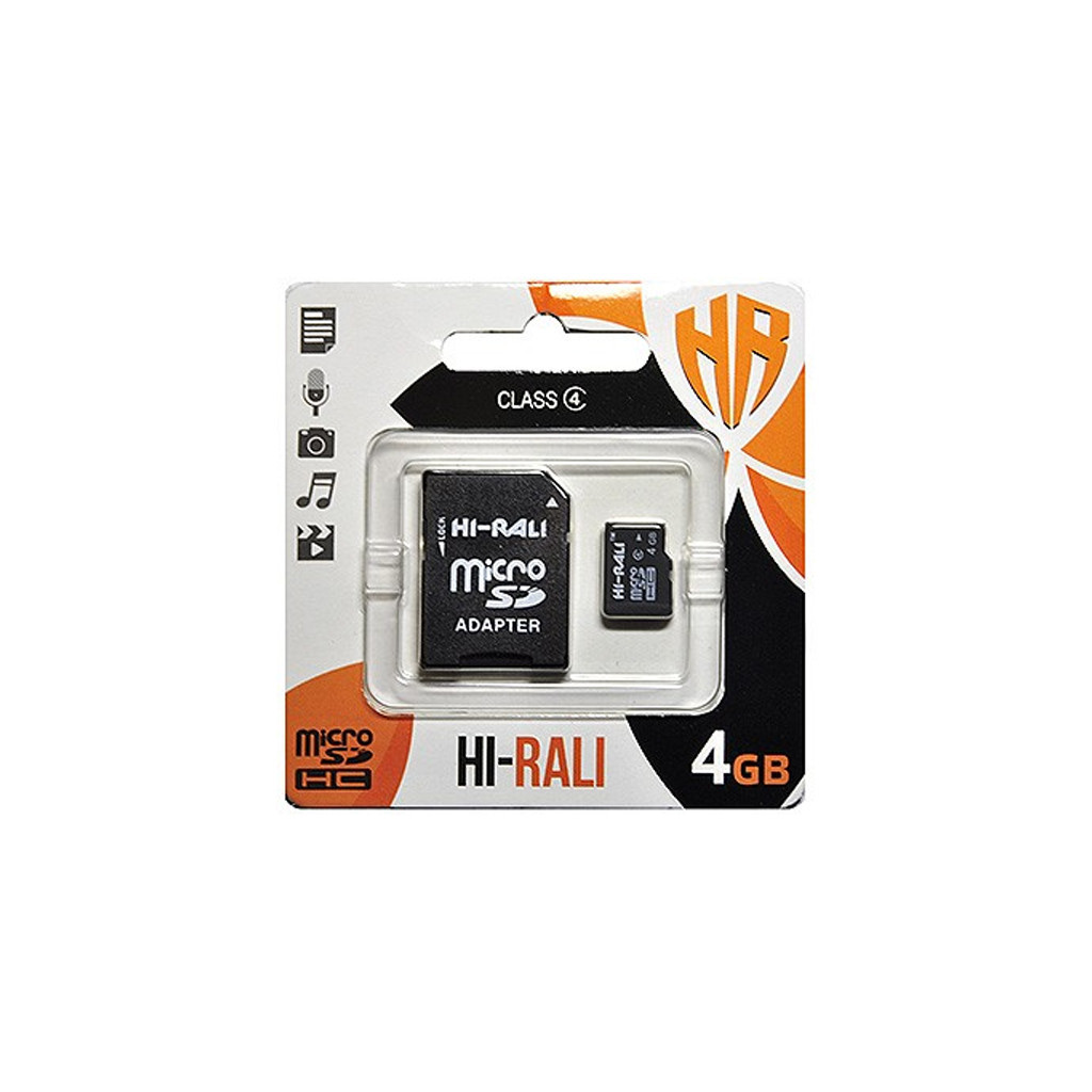 Карта пам'яті Hi-Rali 4GB microSDHC class 4 (HI-4GBSDCL4-01) - зображення 1
