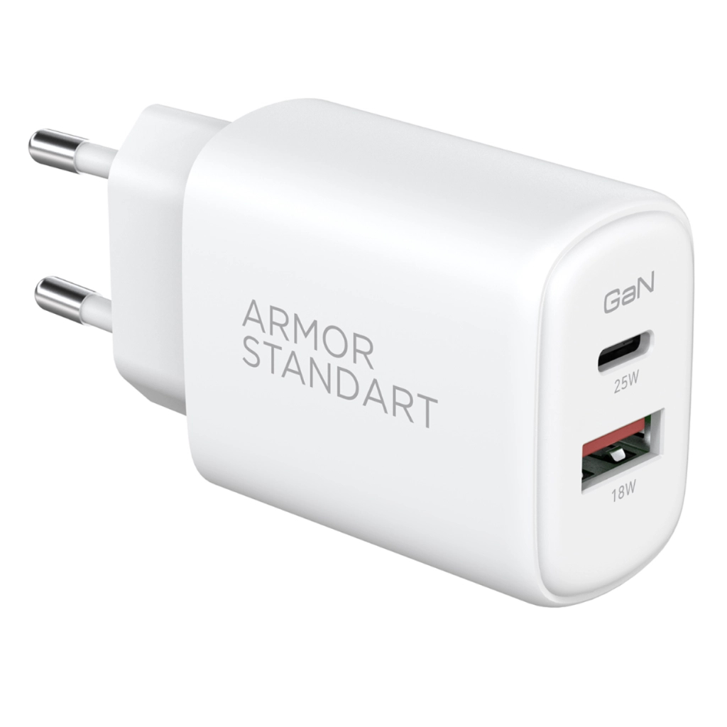 Зарядний пристрій Armorstandart 1xUSB-C PD20W + 1xUSB QC3.0 GaN white (ARM87067) - зображення 4