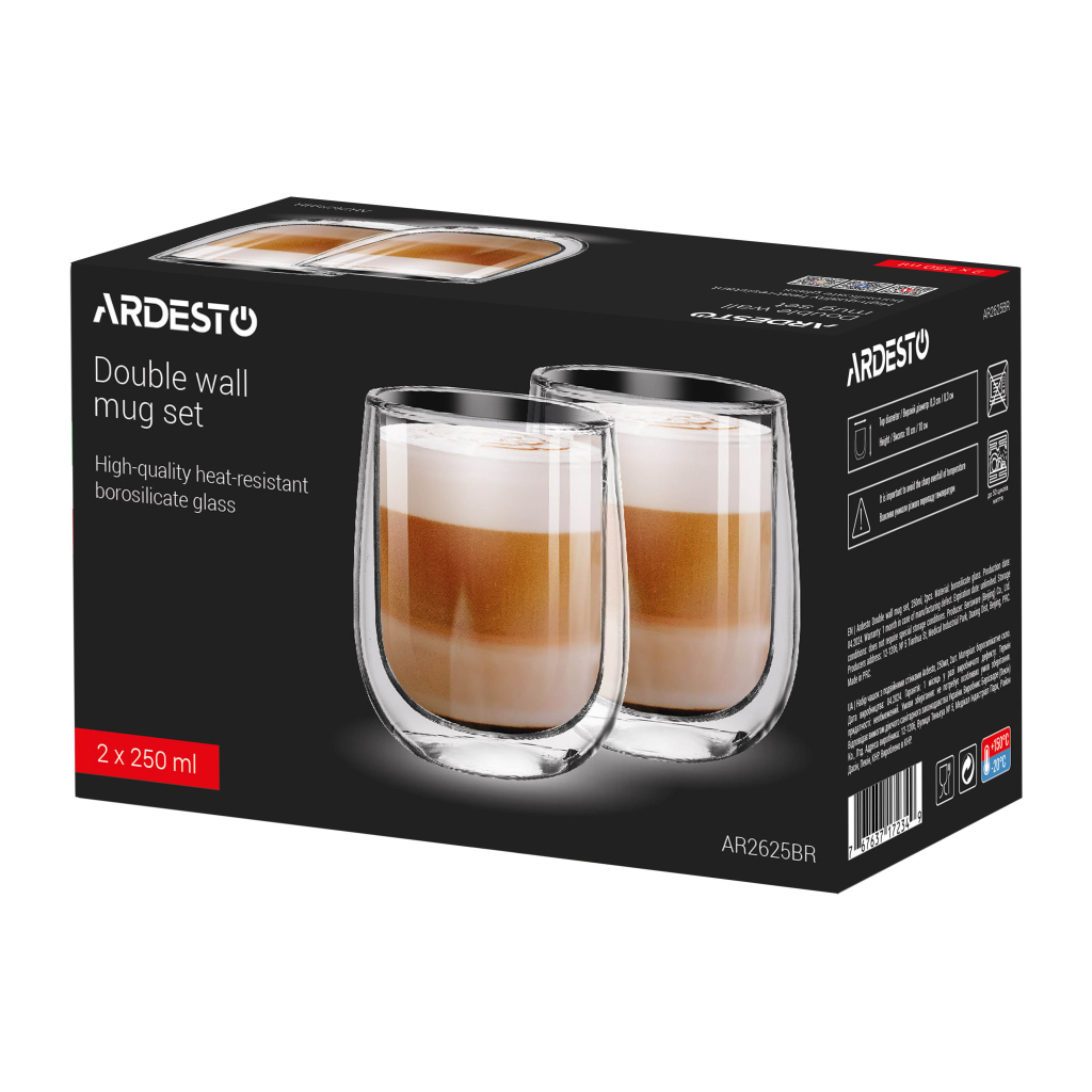 Набір склянок Ardesto з подвійними стінками BR 250 мл 2 шт прозорий (AR2625BR) - зображення 2
