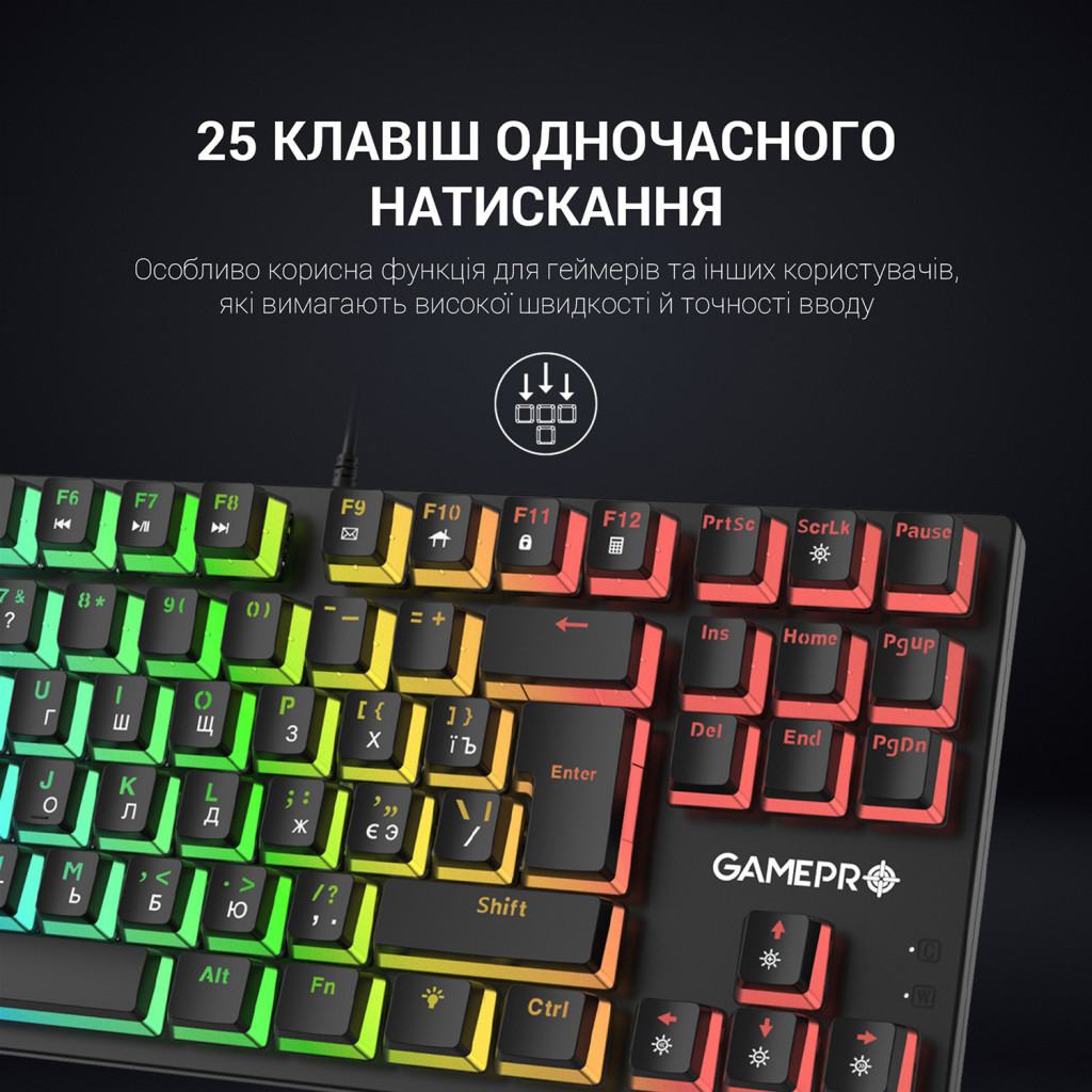 Клавіатура GamePro MK80R Red Switch RGB USB Black (MK80R) - зображення 9