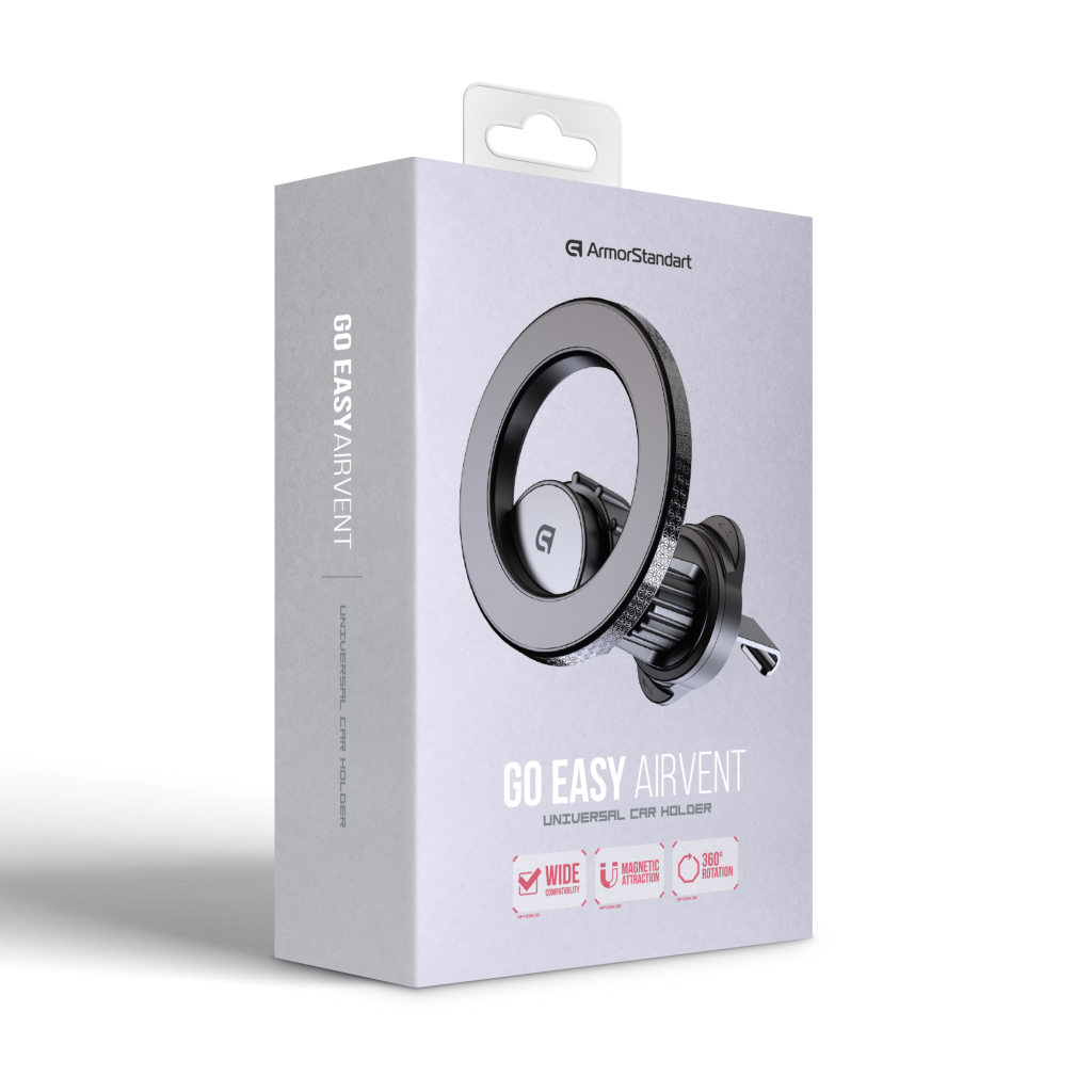 Універсальний автотримач Armorstandart GoEasy Airvent magnetic Black (ARM85336) - зображення 2