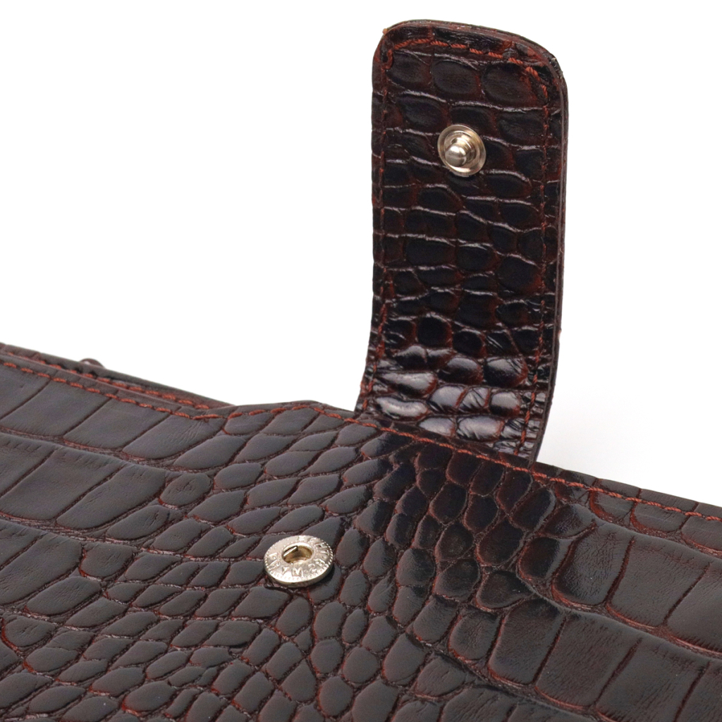 Гаманець Canpellini З натуральної шкіри з тисненням під крокодила Коричневий (21637) - зображення 5