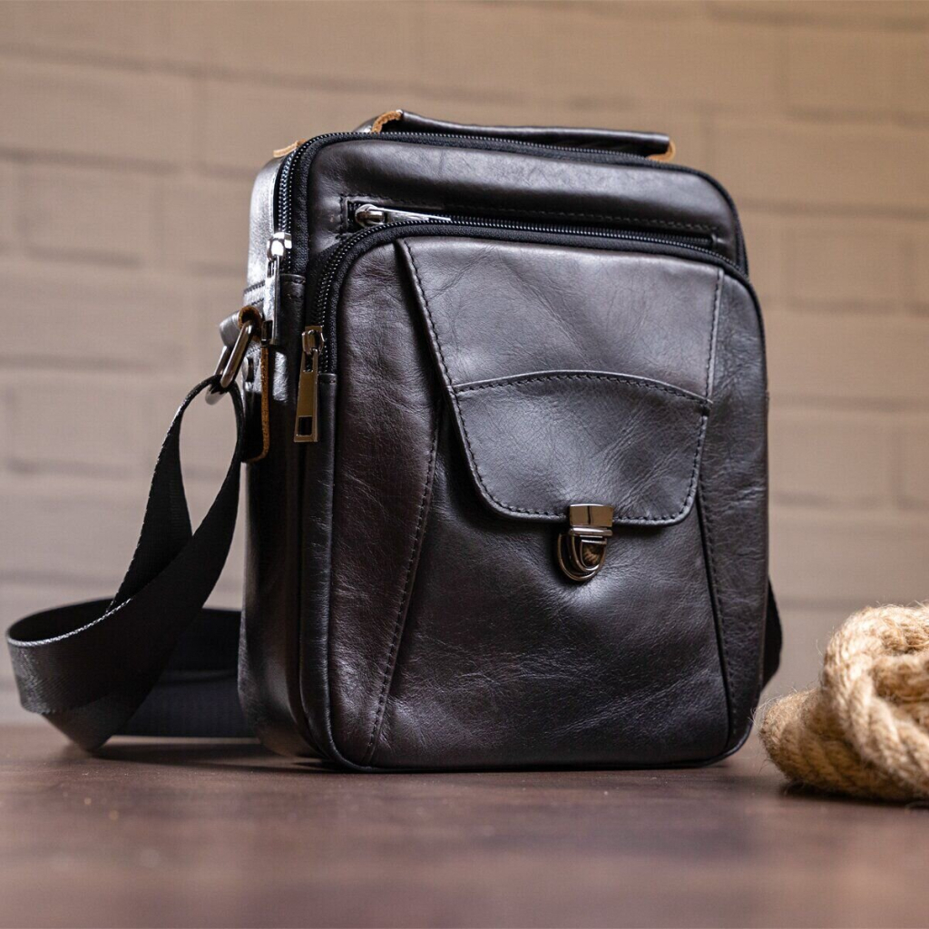 Сумка Vintage Зі щільної шкіри Чорна (14995) - зображення 6