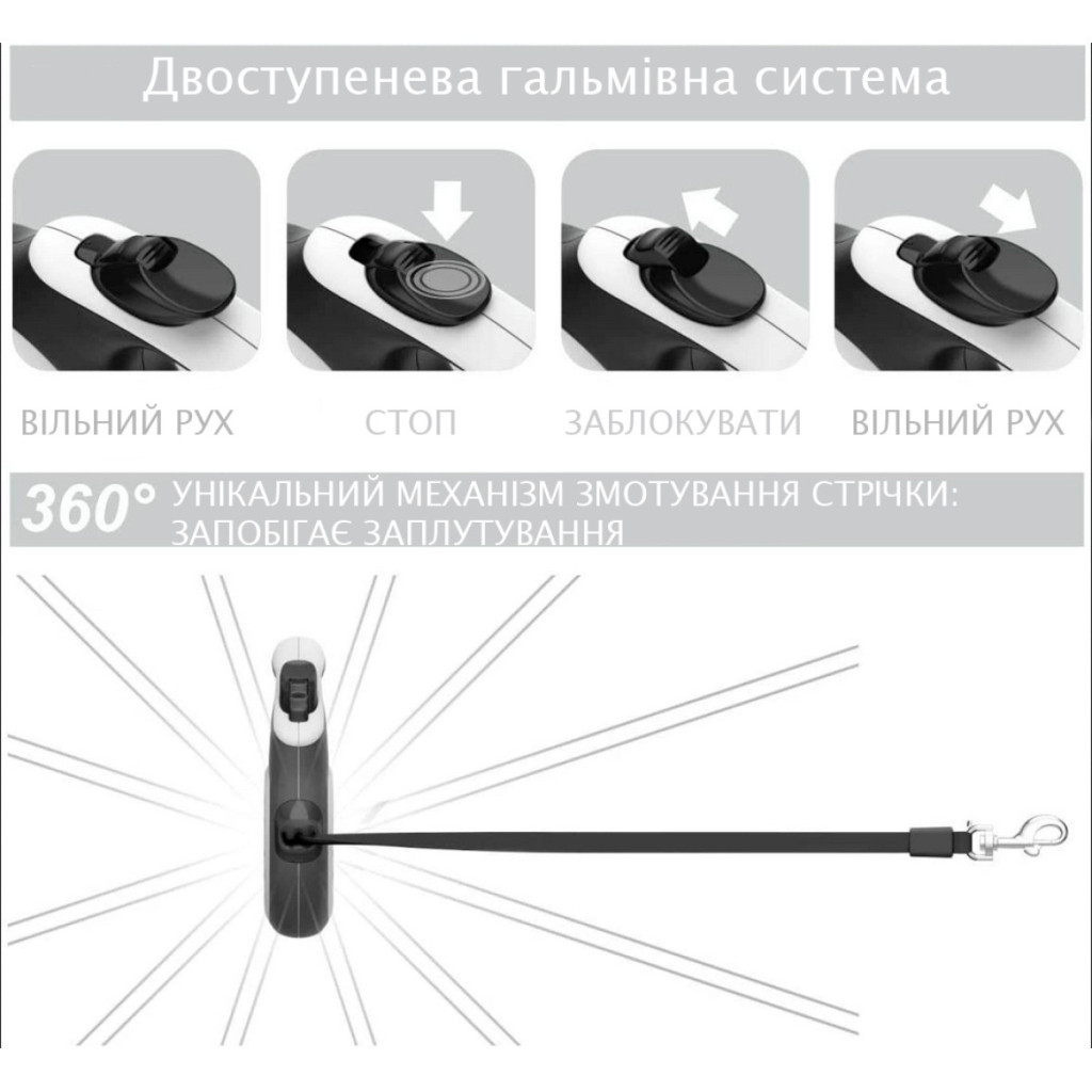 Повідок для собак WAUDOG R-leash Джокер Зелений світловідбиваюча стрічка XS 3 м (8123-1030-01) - зображення 4