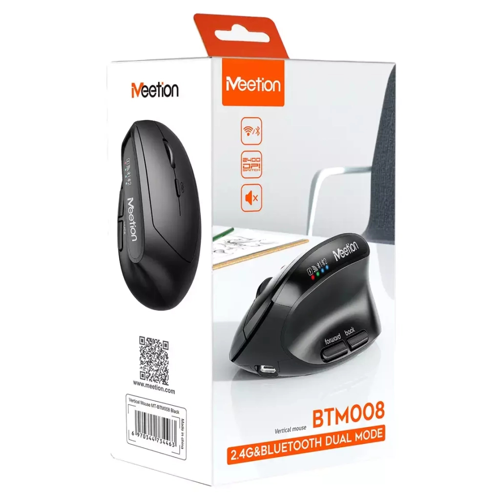 Мишка Meetion BTM008 Wireless/Bluetooth Black (MT-BTM008-A) - зображення 2