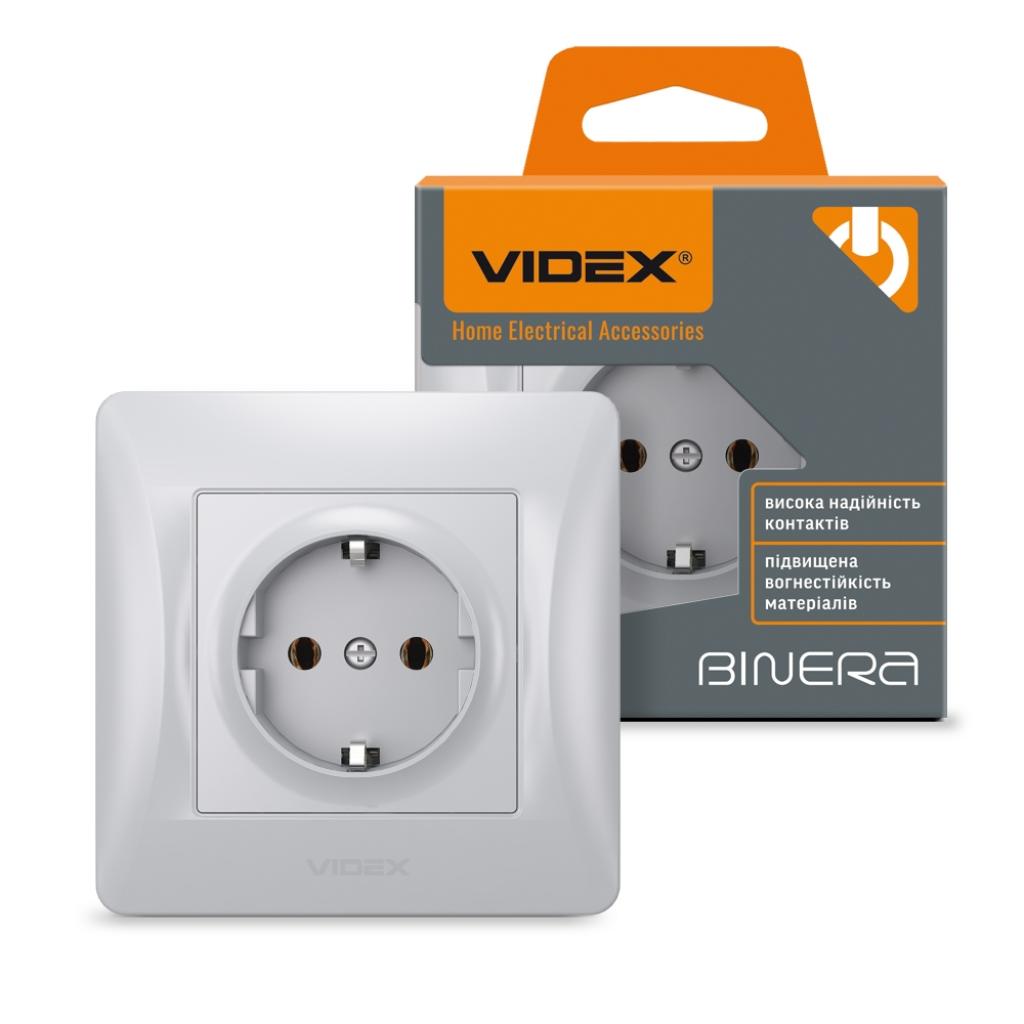 Розетка Videx BINERA 2ая із заземленням кремова (VF-BNSK1G-SS) - изображение 4
