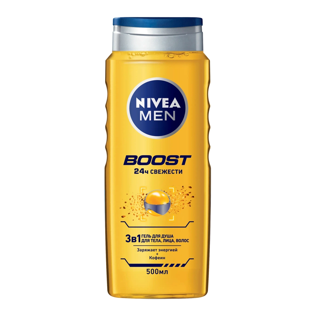 Гель для душу Nivea Men Boost 3в1 з кофеїном 500 мл (4005900824486) - зображення 1