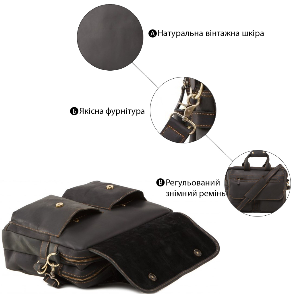 Сумка Vintage З вінтажної шкіри Коричнева (14571) - зображення 4