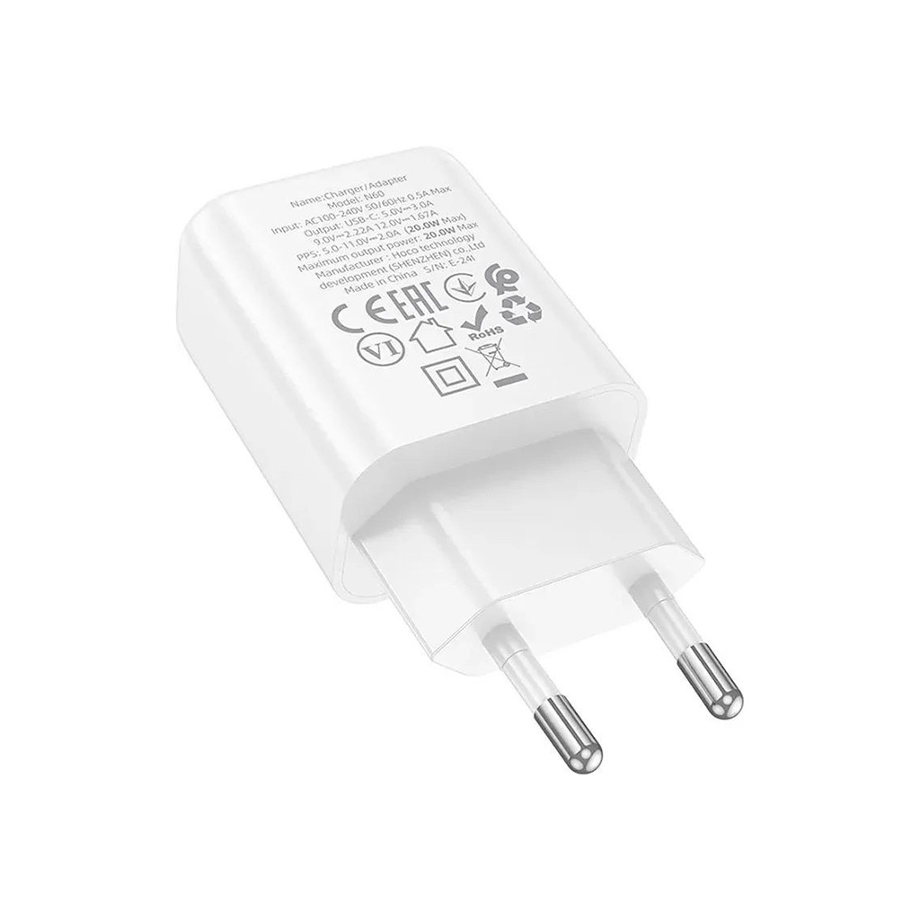 Зарядний пристрій HOCO N60 Gentle USB-C PD20W White (6942007644181) - зображення 3