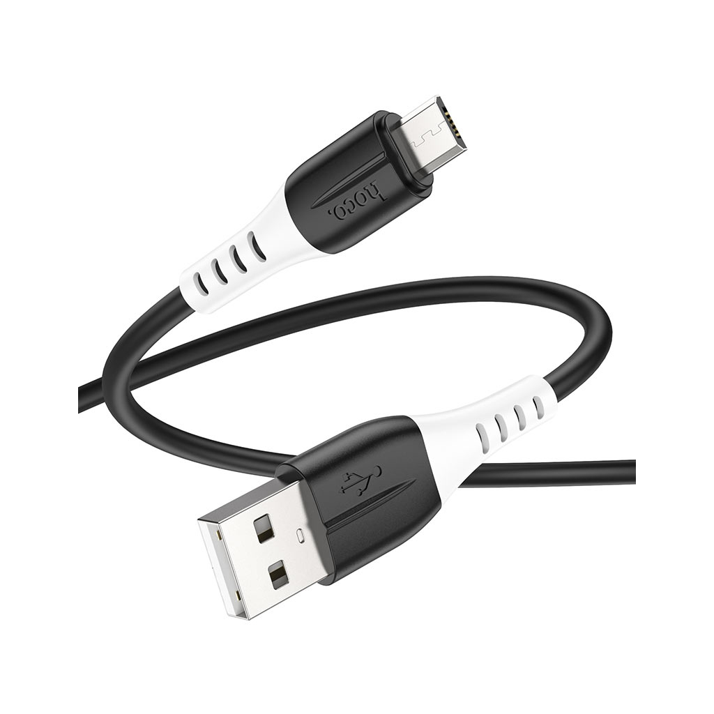Дата кабель USB 2.0 AM to Micro 5P 1.0m 2.4A silicone X82 black HOCO (6931474768551) - зображення 3