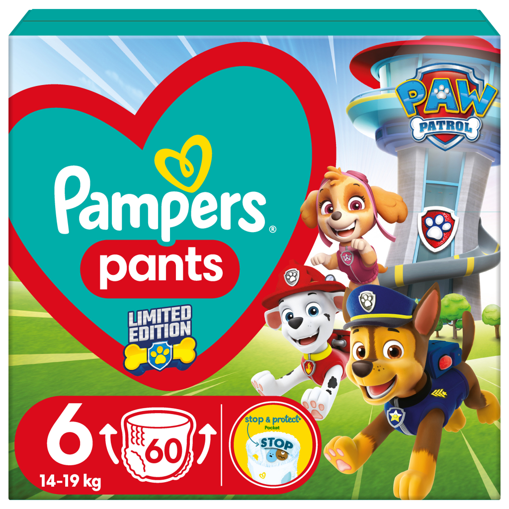 Підгузки Pampers Extra Large Розмір 6 (14-19 кг) Paw Patrol 60 шт (8006540863657) - зображення 1