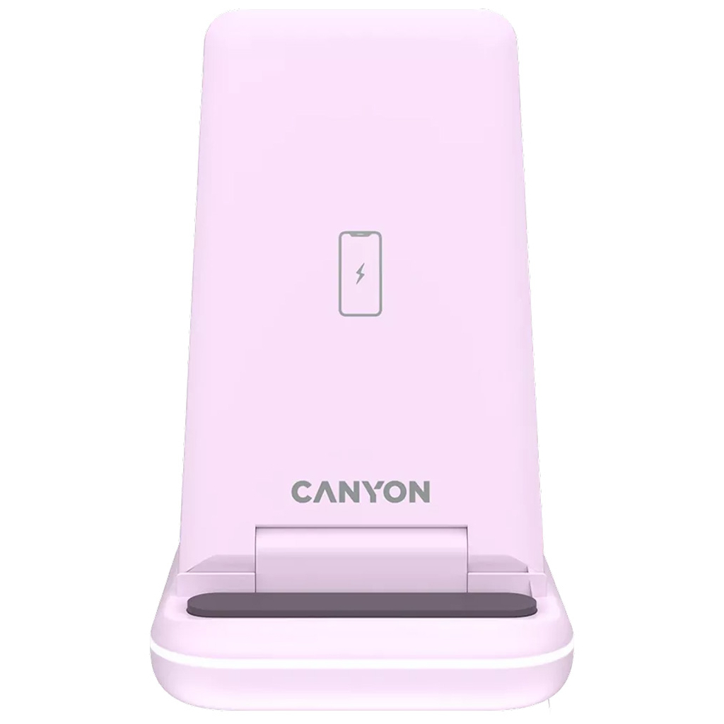 Зарядний пристрій Canyon WS-304 Foldable 3in1 Wireless charger Iced Pink (CNS-WCS304IP) - зображення 2
