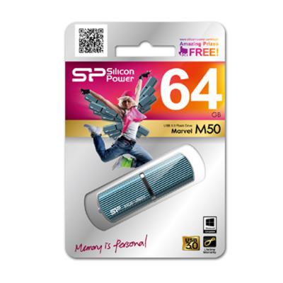 USB флеш накопичувач Silicon Power 64Gb MARVEL M50 Aqua Blue USB3.0 (SP064GBUF3M50V1B) - зображення 3