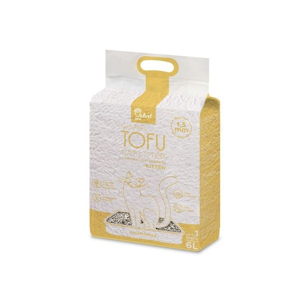 Наповнювач для туалету Velvet Paw TOFU для кошенят з екстрактом ромашки (1.5 мм) 2.6 кг (TOF46901) - изображение 1