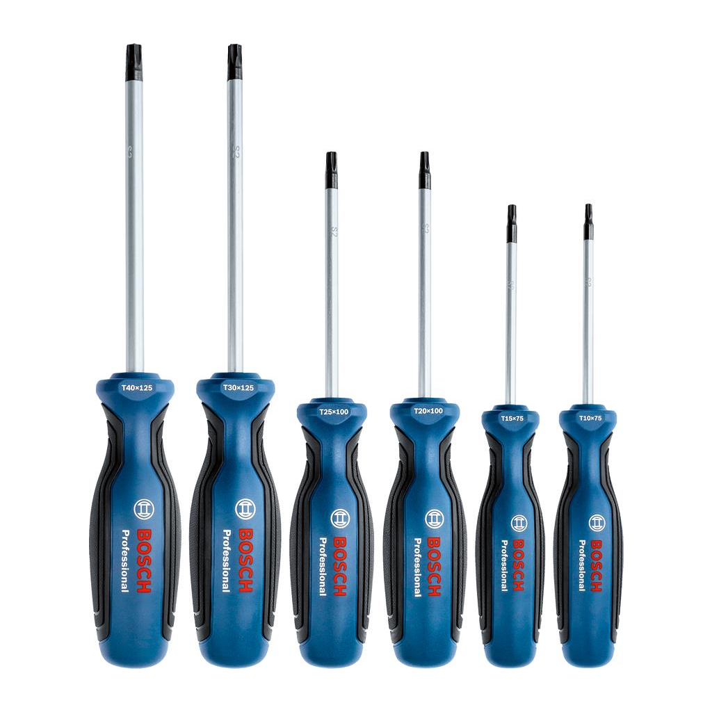 Набір викруток Bosch Torx 6шт, T10х75, T15х75, T20x100, T25x100, T30x125, T40x125 мм (1.600.A01.V09) - изображение 1