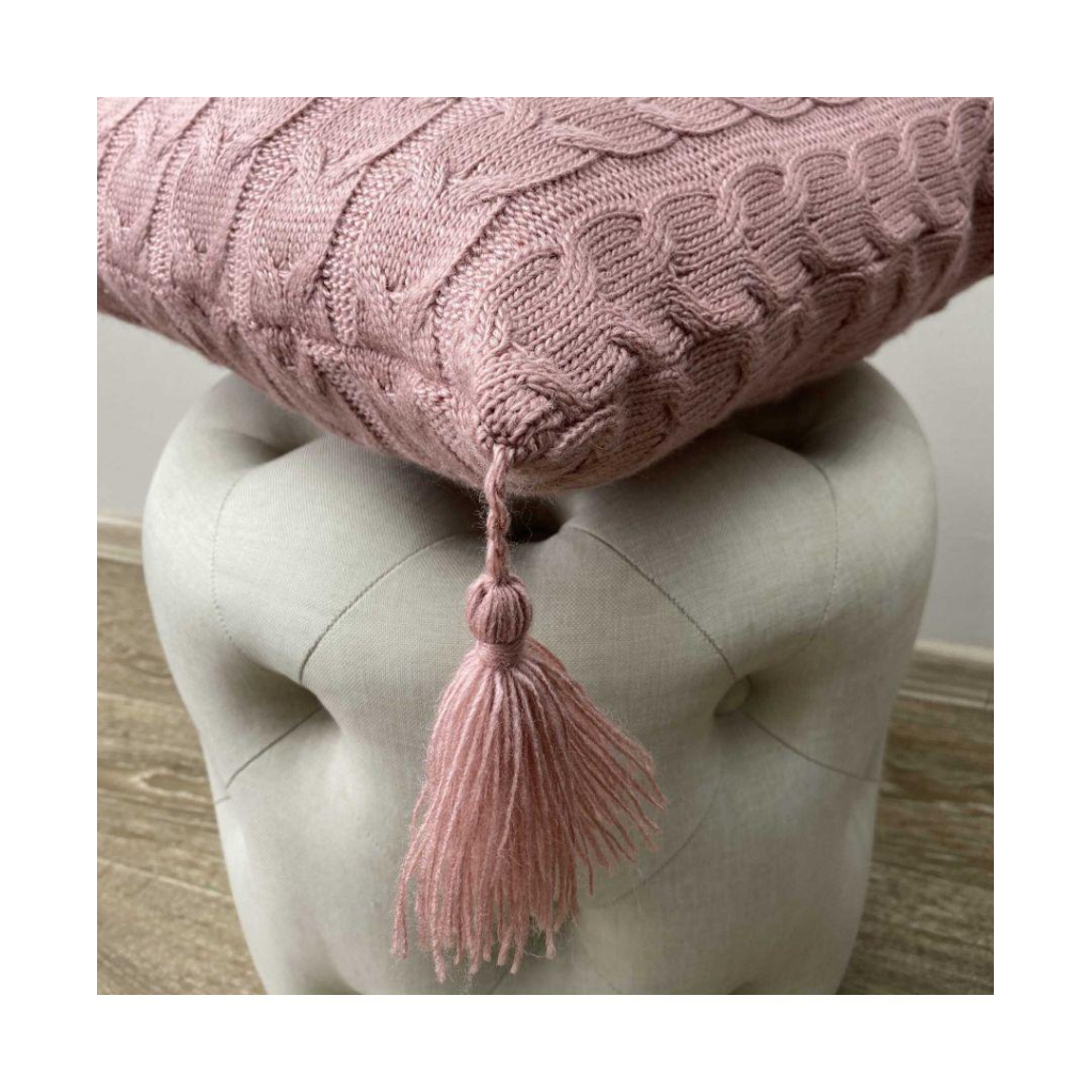 Наволочка Прованс декоративна в'язана Глорiя коси Попiл троянди 45х45 (022012) - зображення 3