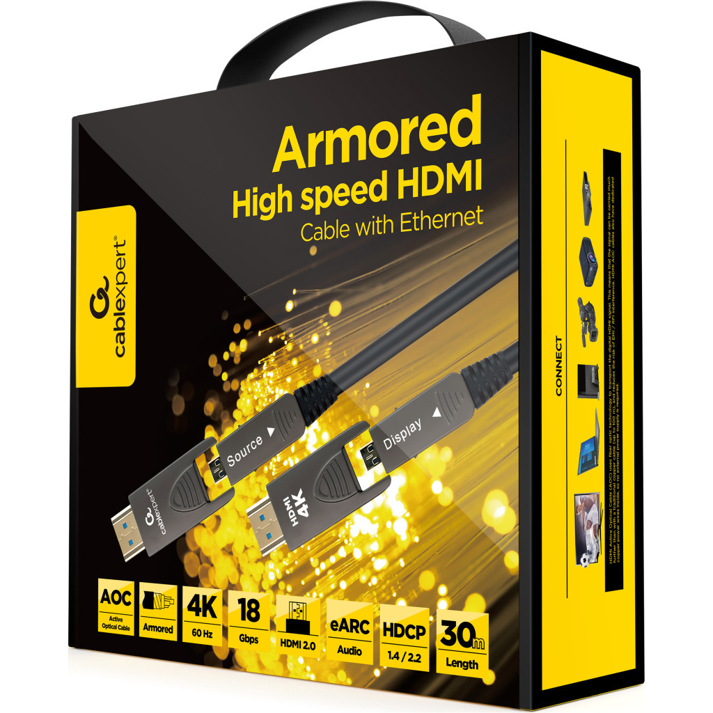 Кабель мультимедійний HDMI to HDMI A/D to A/D 20.0m V.2.0 4K 60Hz Optic (AOC) Cablexpert (CCAP-HDMIDD-AOC-20M) - зображення 3