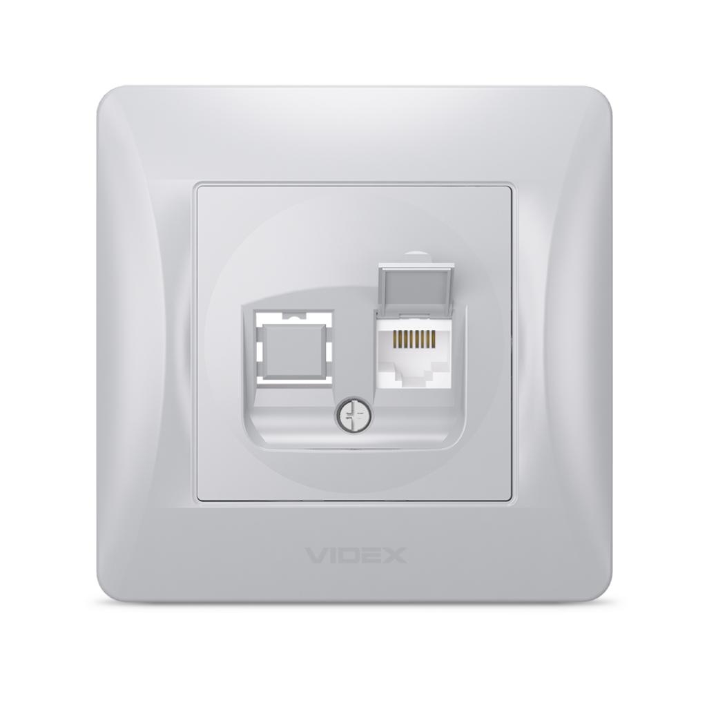Комп'ютерна розетка Videx BINERA CAT6 одинарна сереб (VF-BNSK1PC6-SS) - изображение 1