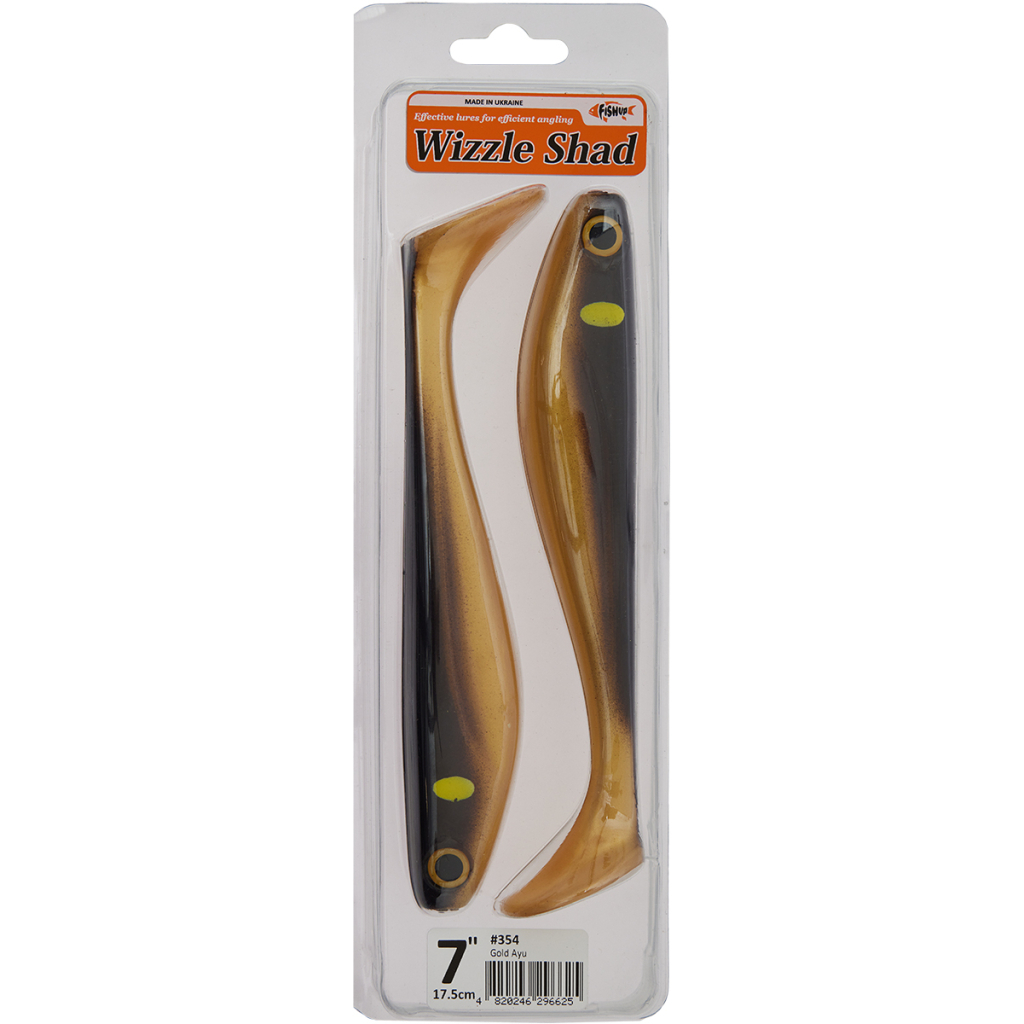 Силікон рибальський FishUP Wizzle Shad 7" 354 - Gold Ayu (2шт/уп) (1864.00.11) - изображение 2