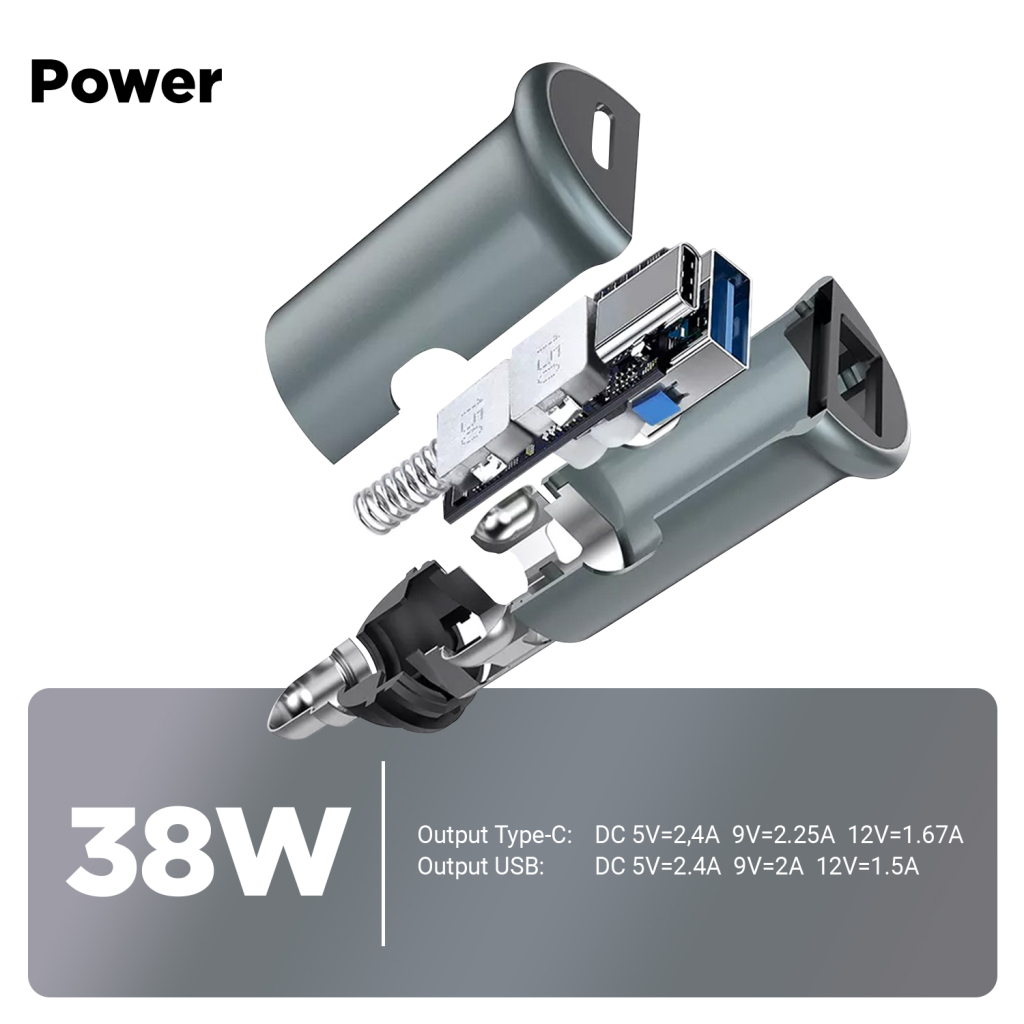 Зарядний пристрій Armorstandart USB Type-C PD20W + USB QC 3.0 Grey + cable USB-C (ARM82461) - зображення 2