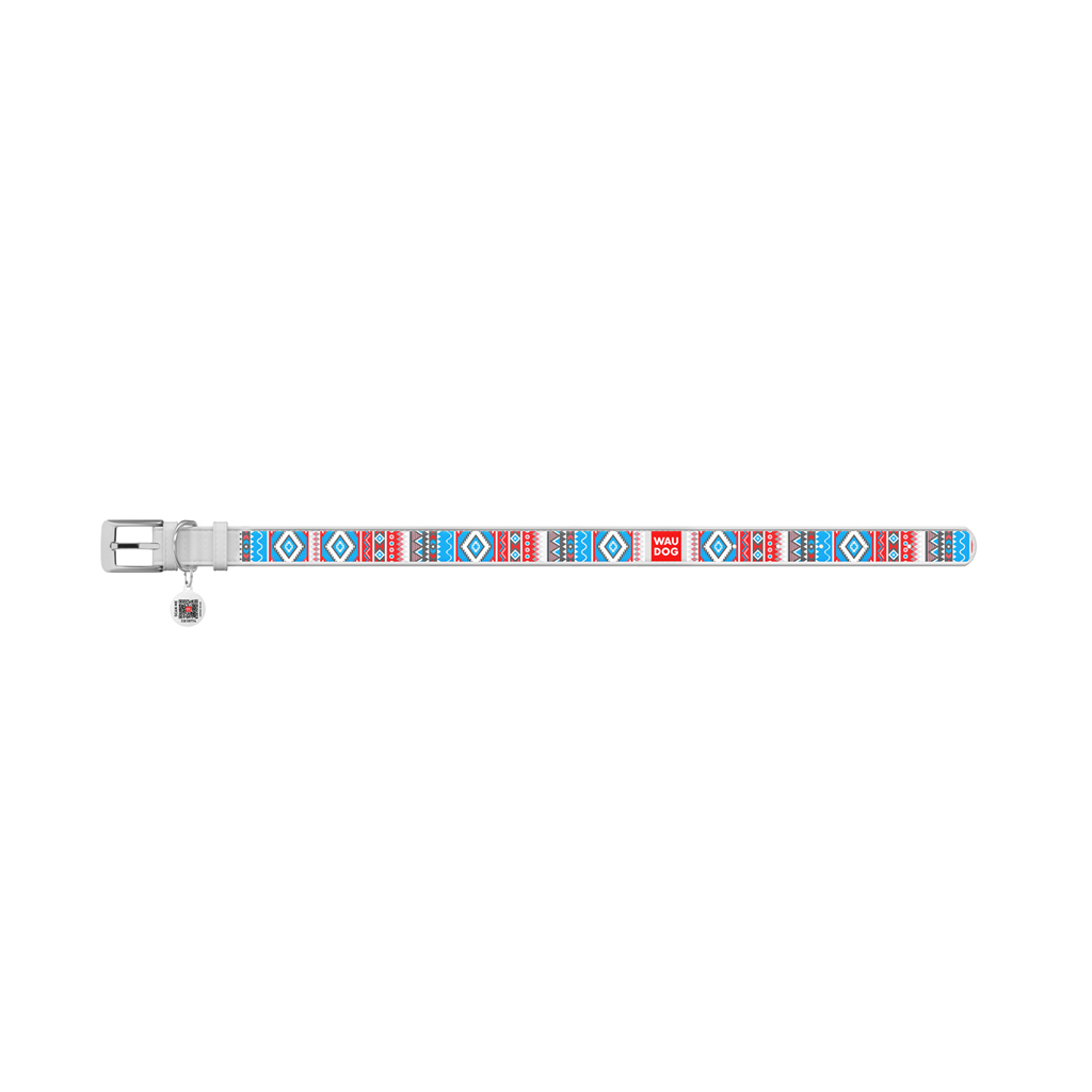 Нашийник для тварин WAUDOG Design з QR паспортом "Етно" XS Ш 12 мм Д 18-24 см білий (373715) - зображення 2