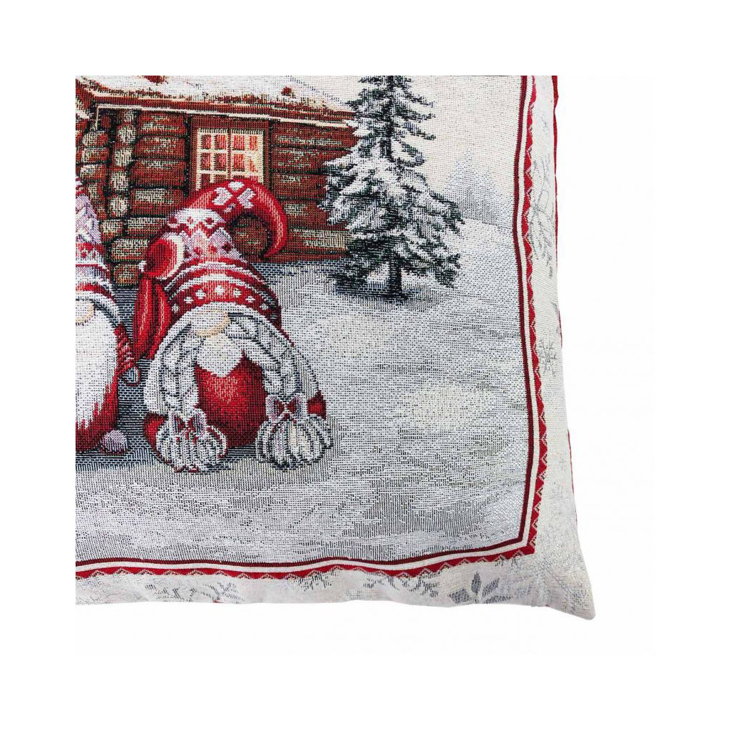Наволочка Прованс декоративна Snowfall Пара гномів 45х45 см Сіра з червоним (23806) - изображение 3