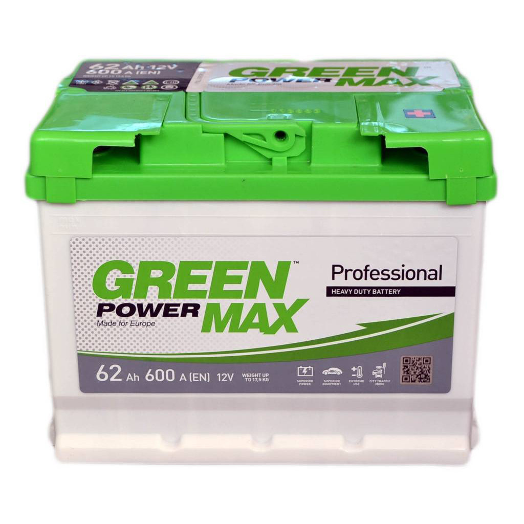 Акумулятор автомобільний GREEN POWER MAX 62Ah Ев (-/+) (600EN) (22373) - зображення 1