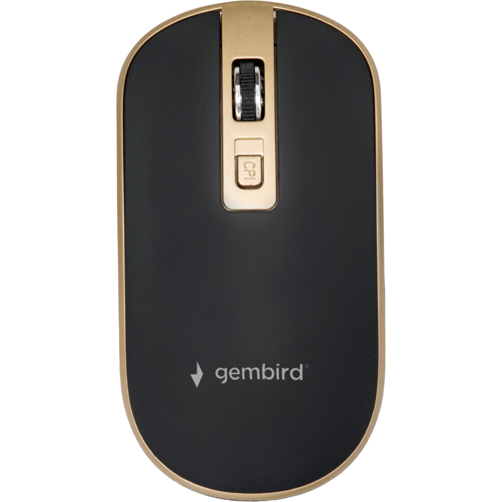 Мишка Gembird MUSW-4B-06-BG Wireless Black-Gold (MUSW-4B-06-BG) - зображення 1