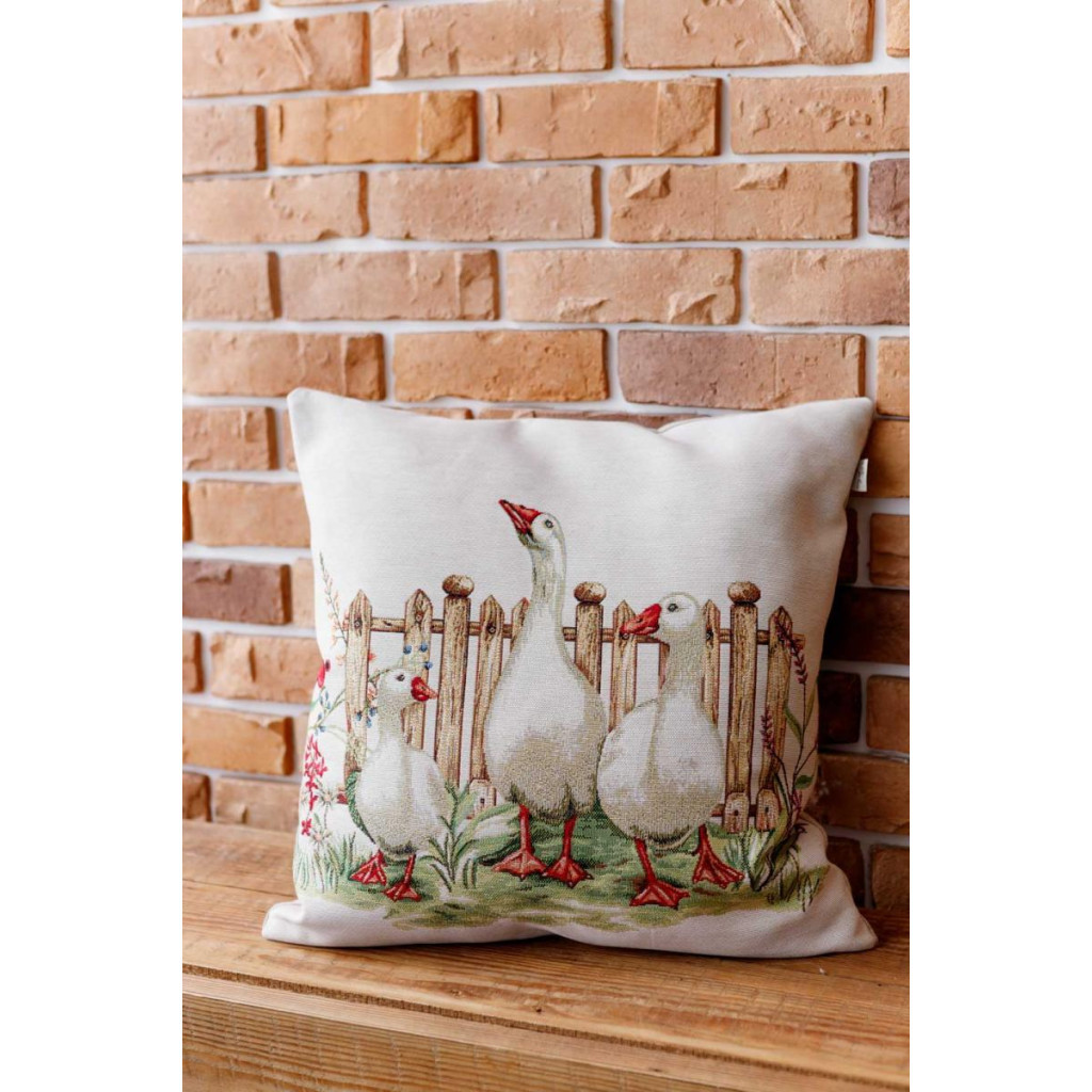 Наволочка Прованс гобеленова декоративна Троє гусей 45х45 см (034207) - изображение 3