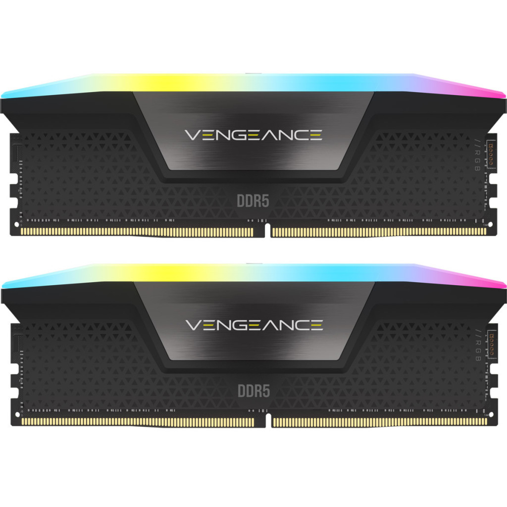 Модуль пам'яті для комп'ютера DDR5 32GB (2x16GB) 6000 MHz Vengeance RGB Black Corsair (CMH32GX5M2E6000Z36) - зображення 1