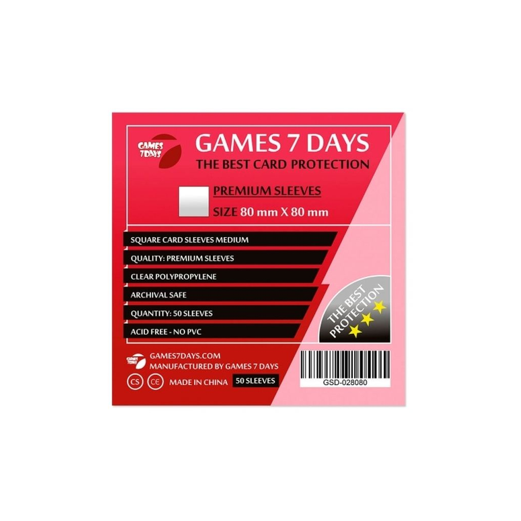 Протектор для карт Games 7 Days 80 х 80 мм, Square Medium, 50 шт (PREMIUM) (GSD-028080) - зображення 1