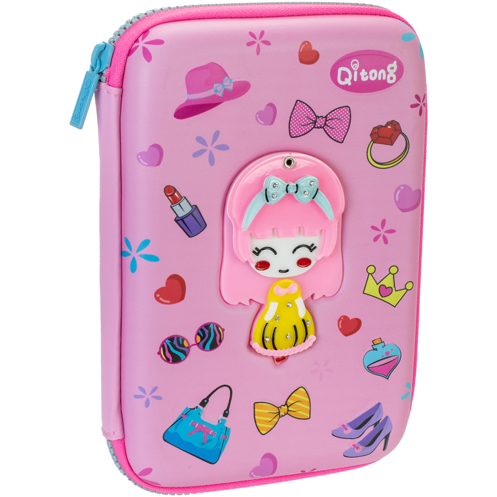 Пенал Cool For School з прихованим дзеркальцем 1 відділення з органайзером рожевий (QT-5760-Pink) - зображення 1