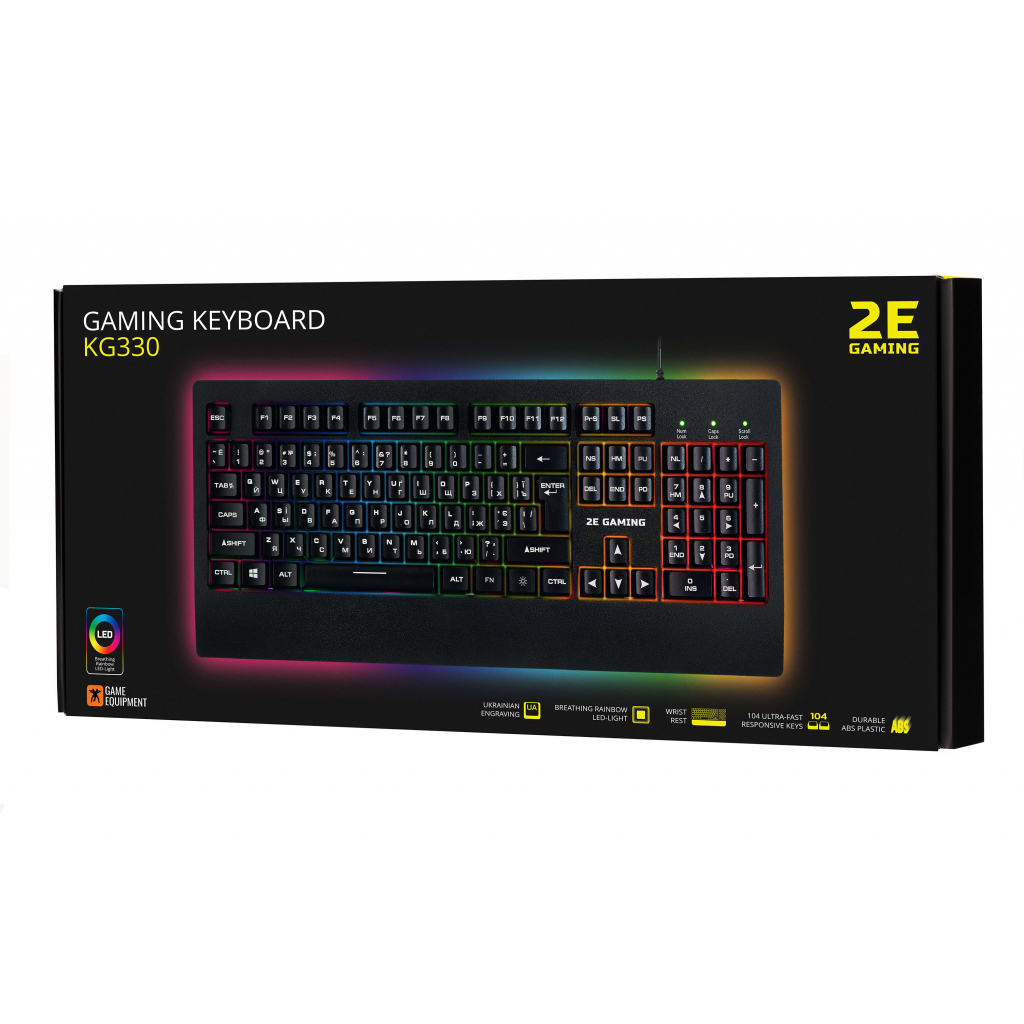 Клавіатура 2E KG330 LED USB Black Ukr (2E-KG330UBK) - зображення 2