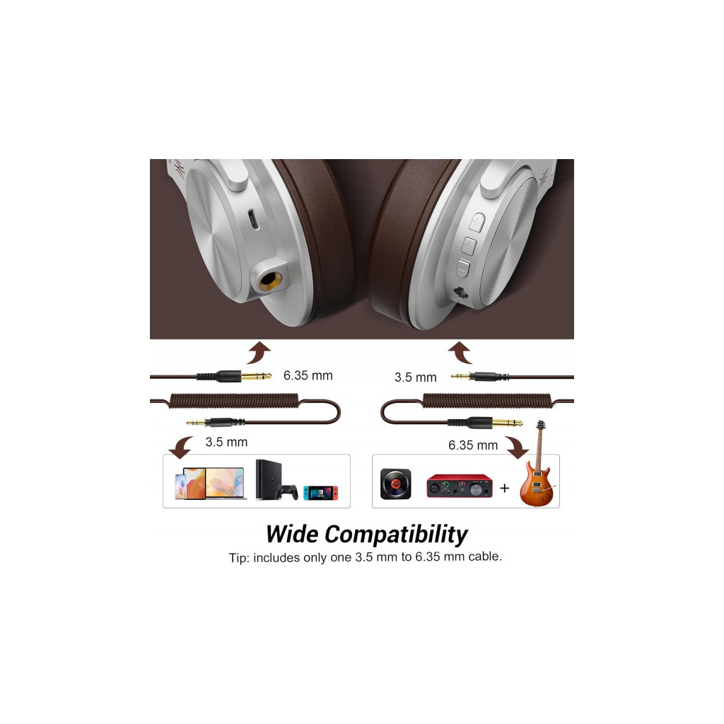 Навушники OneOdio Fusion A70 Bluetooth+3,5мм/6,35мм Silver/Brown (A70 Silver Brown) - зображення 4