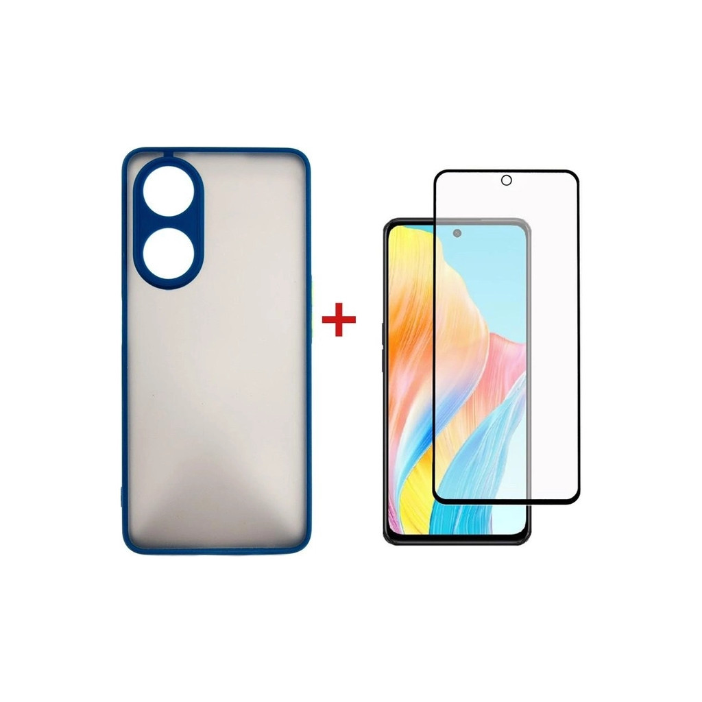 Чохол до мобільного телефона Dengos Kit for OPPO A98 5G case + glass (Blue) (DG-KM-39) - зображення 1