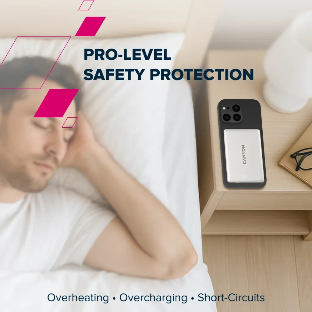 Батарея універсальна Canyon 5000mAh OnPower 500 PD20W Magnetic wireless MagSafe Grey (CNS-CPB500G) - изображение 9