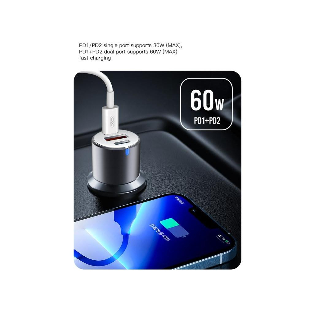 Зарядний пристрій XO CC45 1 USB QC 3.0 + 2 Type-C PD (60W) Black (XO-CC45-BK) - зображення 7