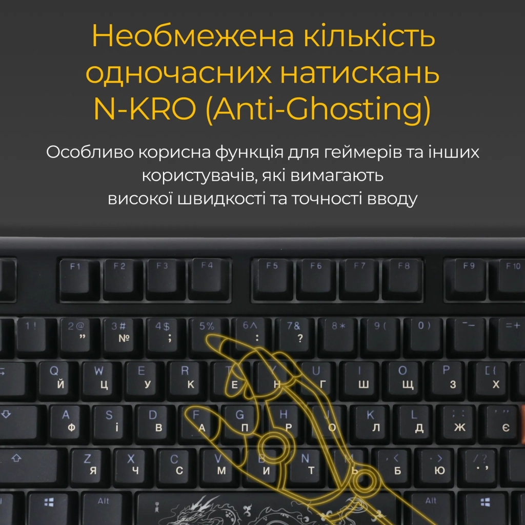 Клавіатура Ducky One 3 TKL Cherry MX Red RGB UA USB Black (DKON2187ST-RUAPXCLAWSC1) - зображення 9