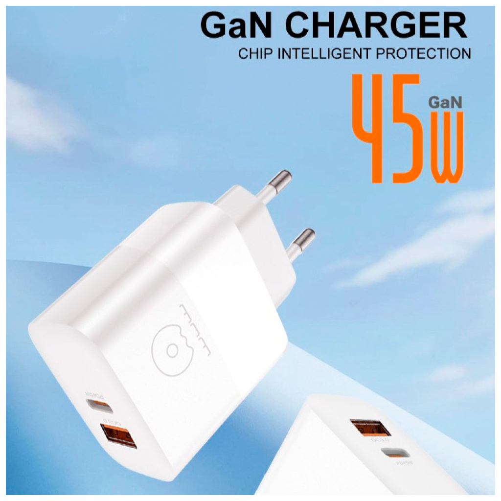 Зарядний пристрій WUW C209 1xUSB-C PD45W + 1xUSB QC3.0 18W White (WUW-C209) - зображення 4