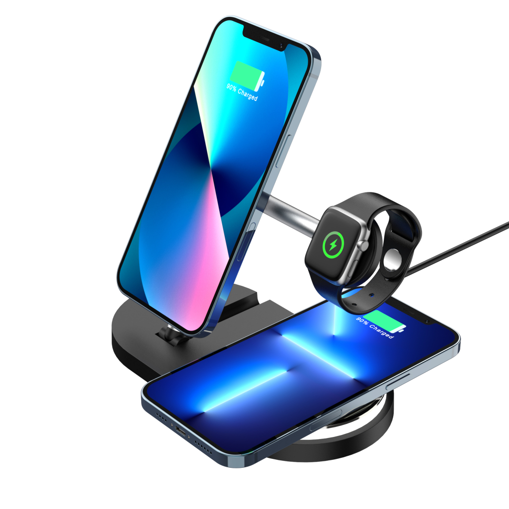 Зарядний пристрій Armorstandart Wireless Charging H102 3 in 1 Magnetic Black (ARM78103) - зображення 6