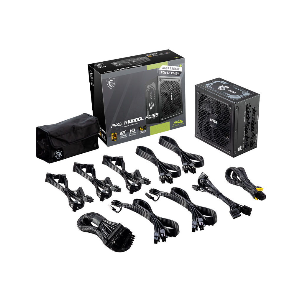 Блок живлення MSI 1000W (MAG A1000GL PCIE5) - зображення 5