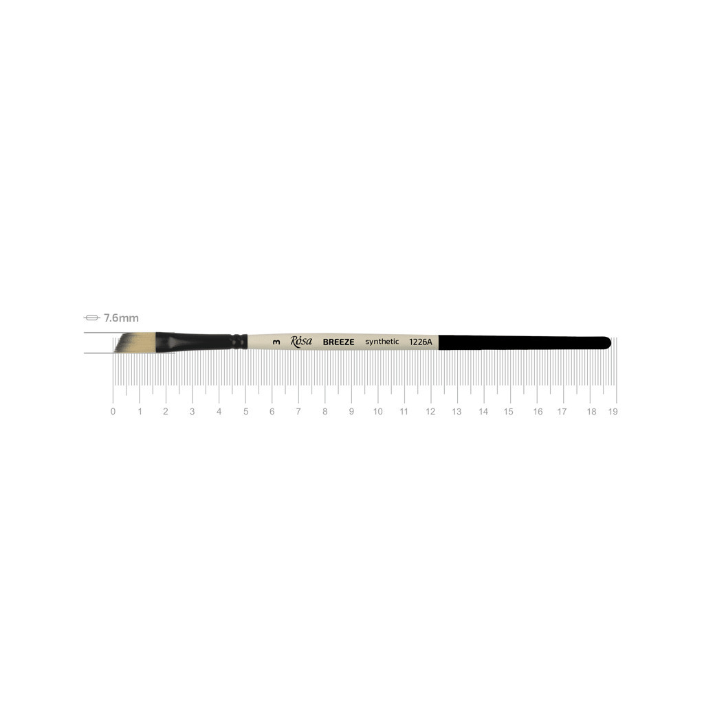 Пензлик для малювання Rosa Синтетика кутова, BREEZE 1226А, №3 (4823098535546) - зображення 1