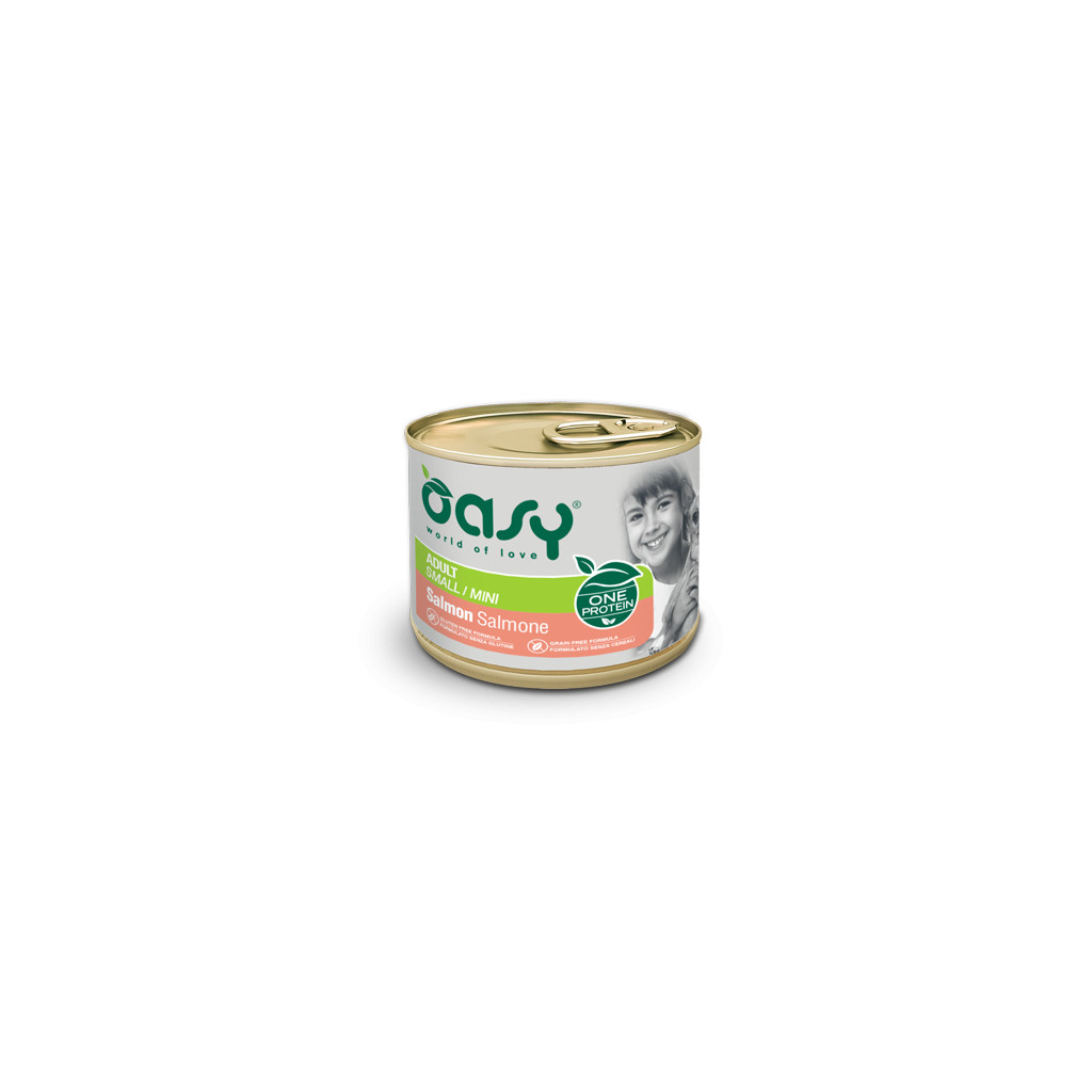 Консерви для собак OASY One Animal Protein ADULT Small/Mini з лососем 200 г (8053017344386) - зображення 1