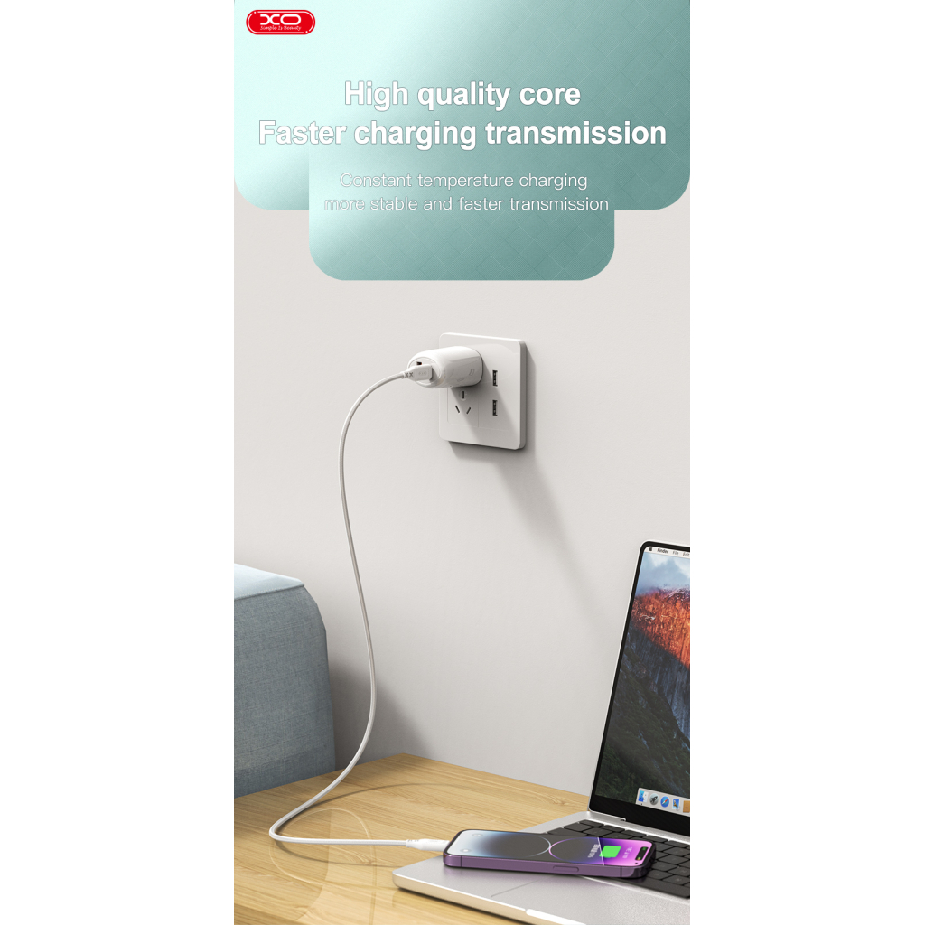 Дата кабель USB-C to USB-C 1.0m 60W braided XO (NBQ236B_White) - зображення 5