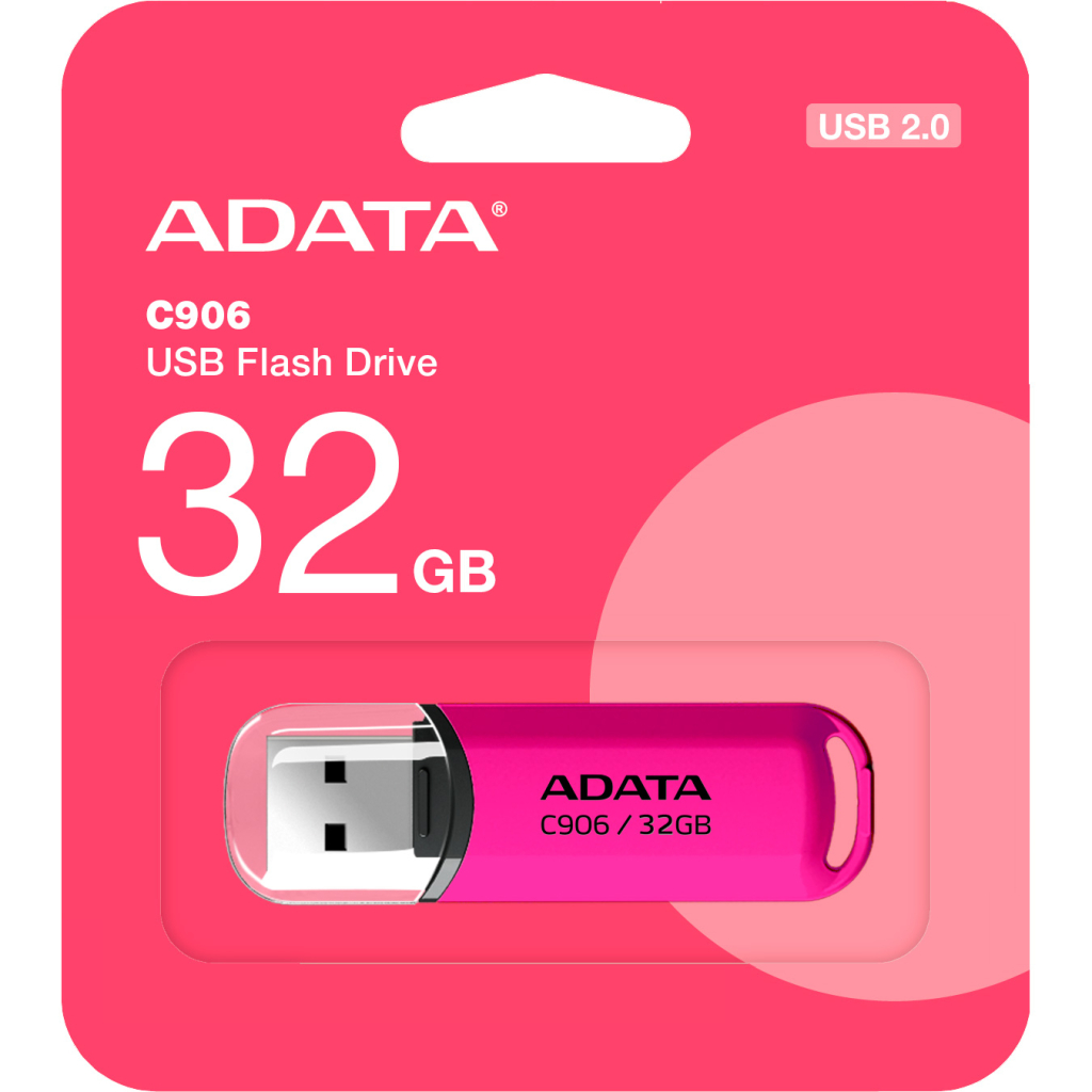 USB флеш накопичувач ADATA 32GB C906 Pink USB 2.0 (AC906-32G-RPP) - зображення 3