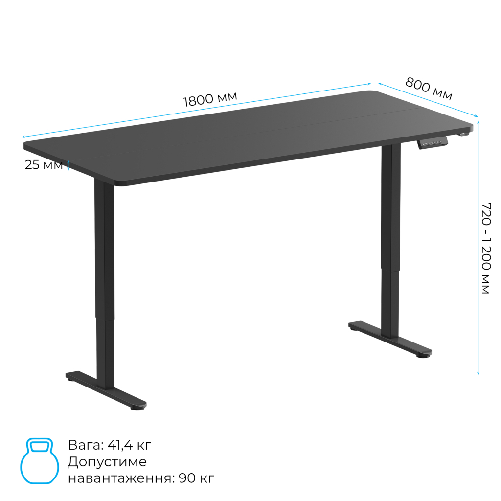 Комп'ютерний стіл OfficePro ODE1880B Black (ODE1880B) - зображення 8