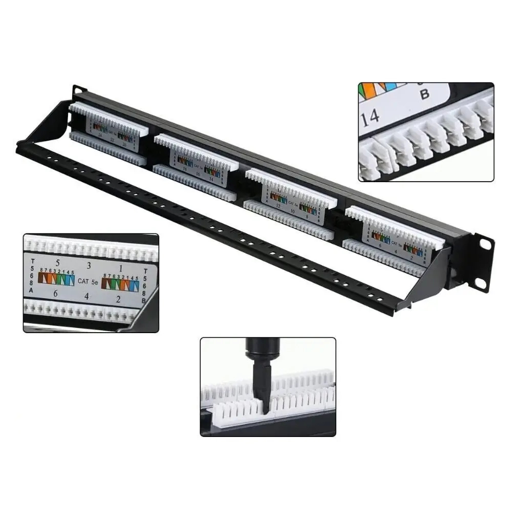 Патч-панель Hypernet 19" 24 порта UTP cat.6 з менеджментом кабеля (PP-KUTP6-24-NM-CM) - изображение 2